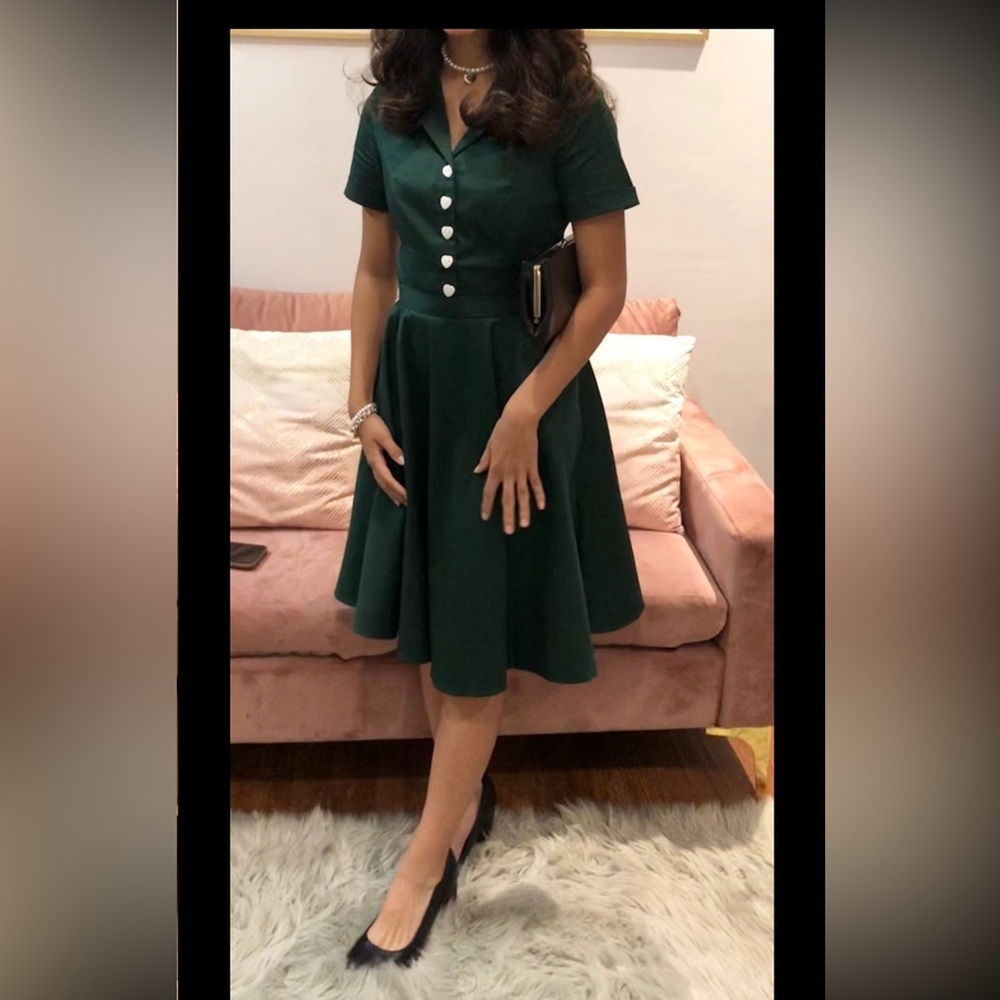 Dress- 1940’s style dress in Hunter green